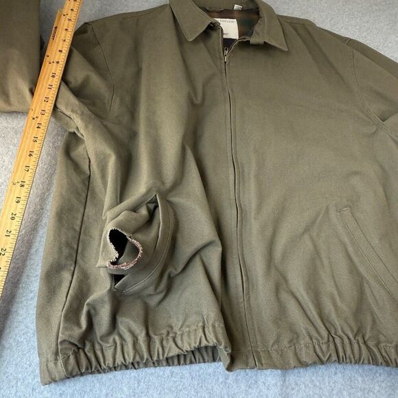 London Fog Limited Edition Men's XL Long Jacket Green Tan Plaid Flannel Lined - Picture 8 of 10